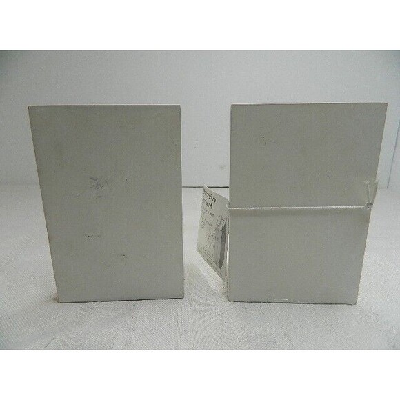 Silver Tone Bull Dog Book Ends White Wood 5.5"H X 3.5"W X 5"D NWT w/paint chips - Picture 3 of 9